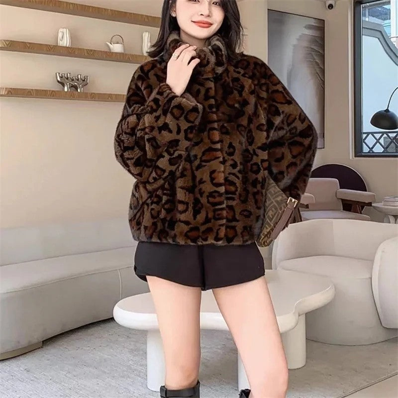 Zara Leopard Faux Fur Short Coat