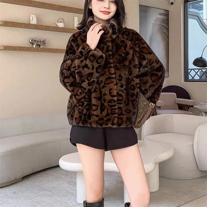 Zara Leopard Faux Fur Short Coat
